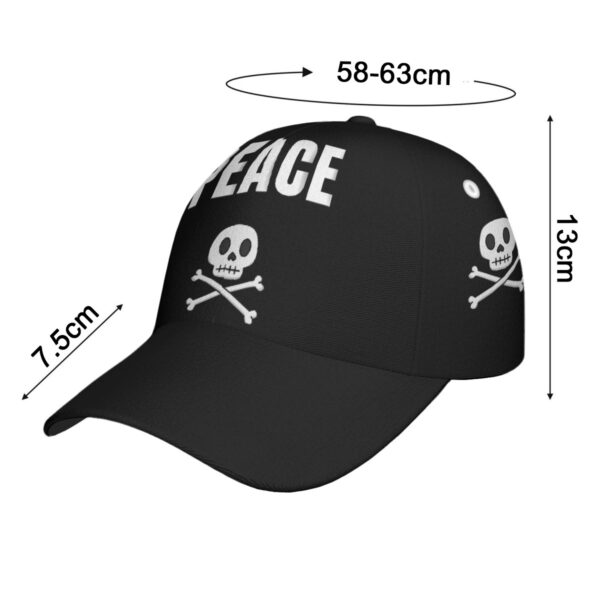 CrazyStreetwear.com Peace Skull Black and White Bones Peaked Cap - Image 2