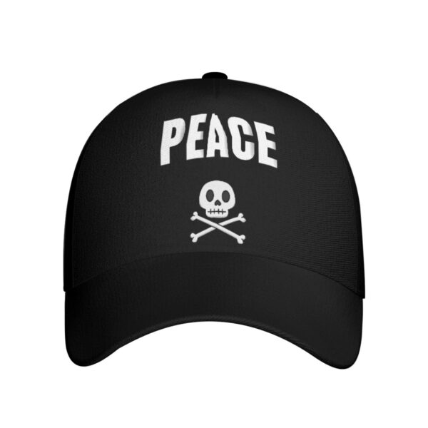 CrazyStreetwear.com Peace Skull Black and White Bones Peaked Cap