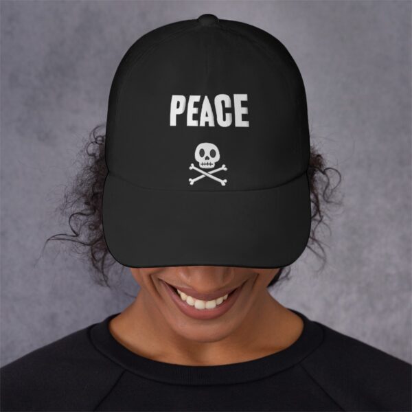 CrazyStreetwear.com Peace Skull Black and White Bones Peaked Cap - Image 3