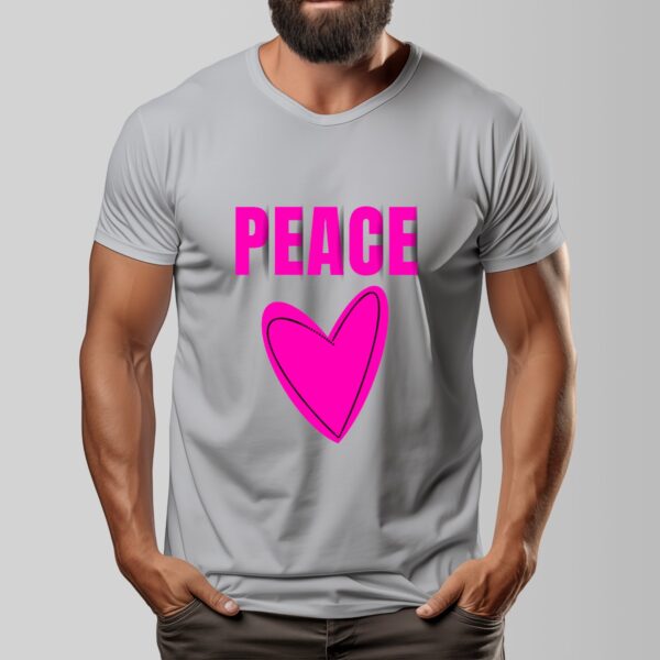 CrazyStreetwear.com Unisex 100% Cotton Short Sleeve T-Shirt - Peace Pink Heart Design - Image 6