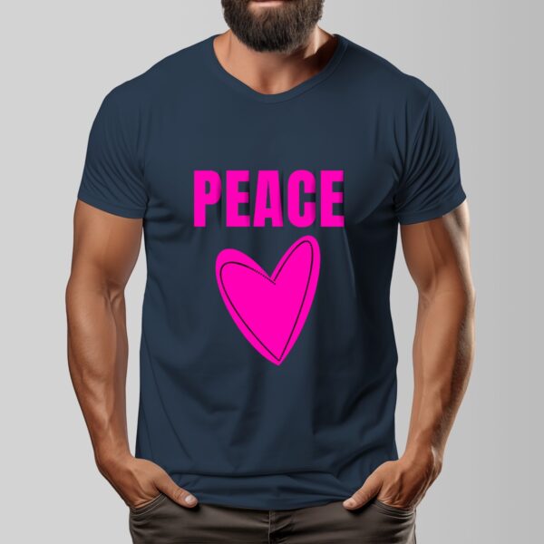 CrazyStreetwear.com Unisex 100% Cotton Short Sleeve T-Shirt - Peace Pink Heart Design - Image 7