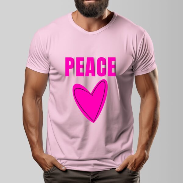 CrazyStreetwear.com Unisex 100% Cotton Short Sleeve T-Shirt - Peace Pink Heart Design - Image 8