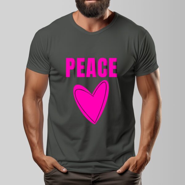 CrazyStreetwear.com Unisex 100% Cotton Short Sleeve T-Shirt - Peace Pink Heart Design - Image 4