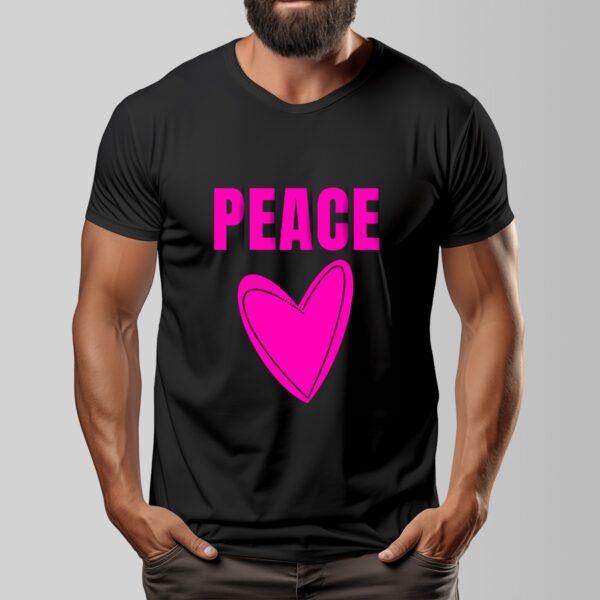 CrazyStreetwear.com Unisex 100% Cotton Short Sleeve T-Shirt - Peace Pink Heart Design
